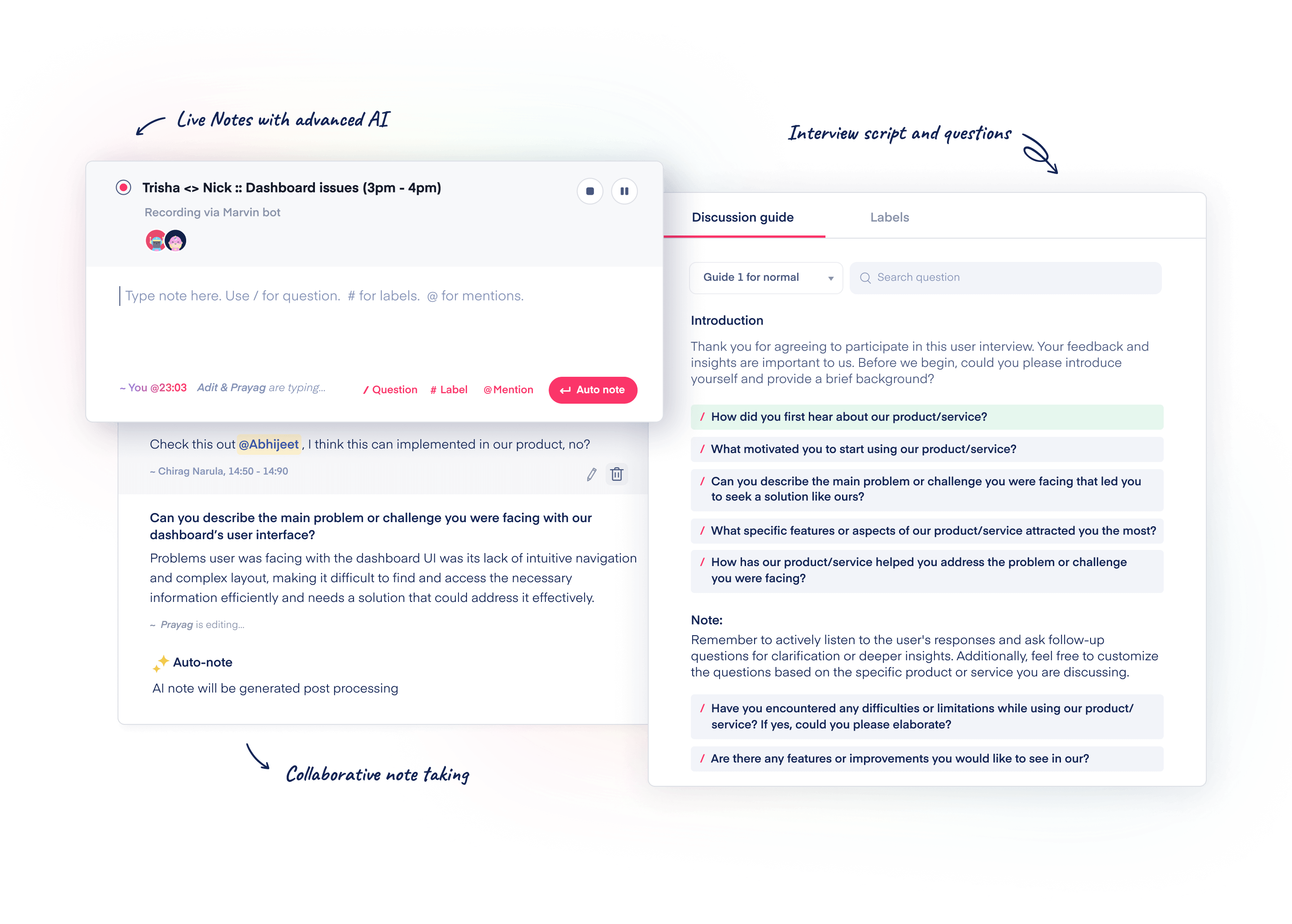 Taggable templates and discussion guides