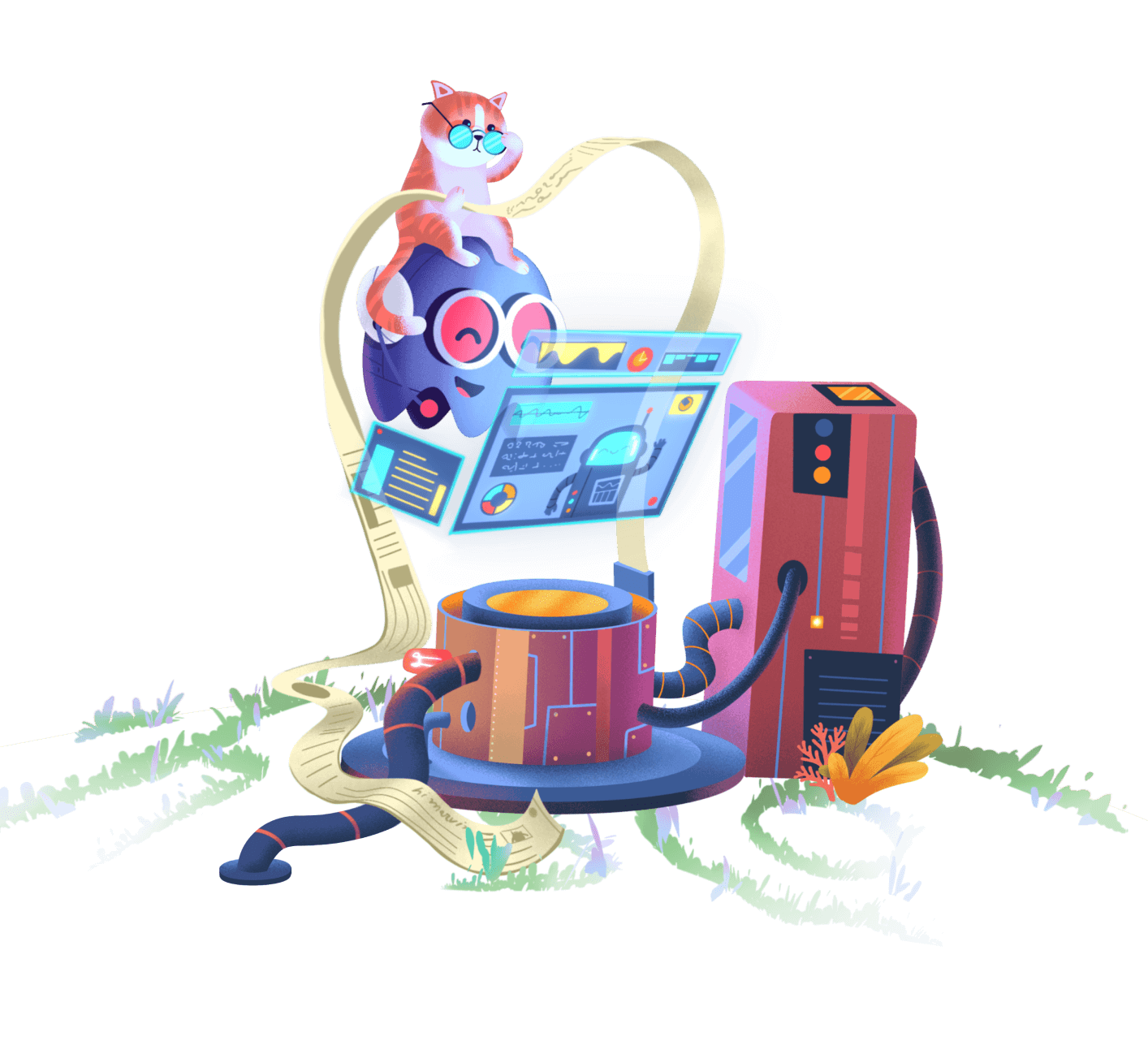 Marvin with cat Illustration